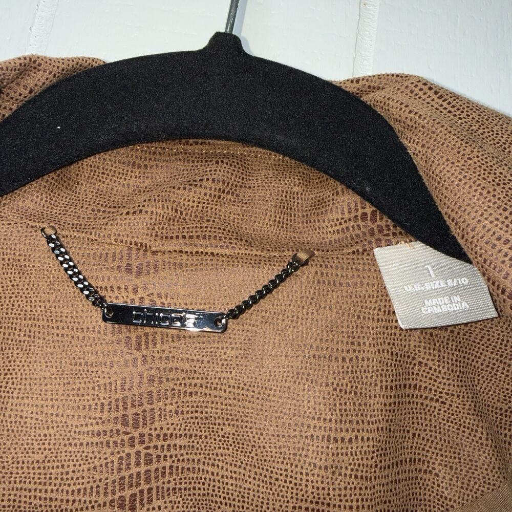 Chico’s Women’s Faux Suede Moto Jacket Brown Size 1, 8/10 NWT - Picture 4 of 6